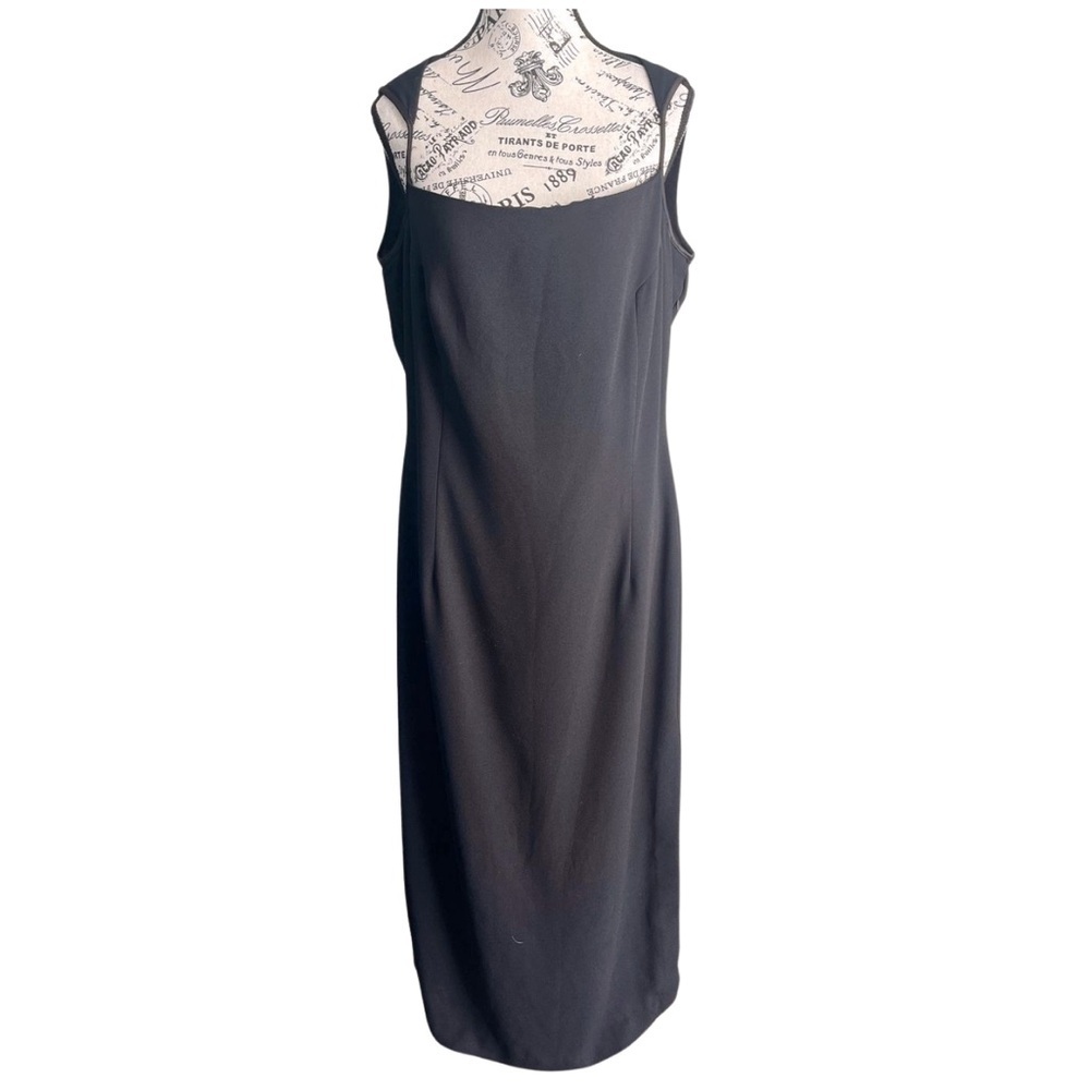🇨🇦 Vintage 90s Joseph Ribkoff Black Minimalist Maxi Slip Dress Size Large